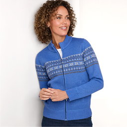 Fleece Lined Fairisle Inspired Knit Cardigan - LD583